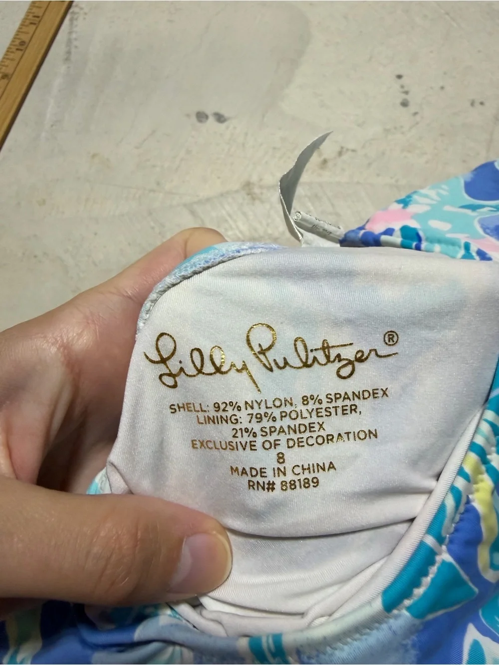 Lilly Pulitzer blue Floral One-Shoulder Swim Suit 8